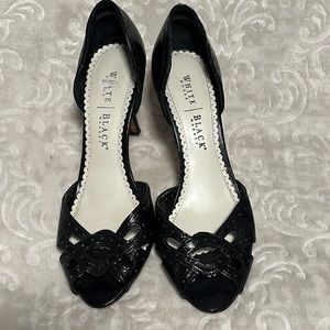 White House Black Market Black D”orsay Peep Toe Heels Size 9M